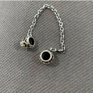 Pandora 2 Tone Gold And Sterling Silver Hearts Safety Chain